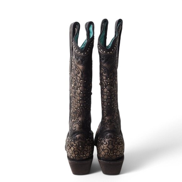 Corral Black and Gold Heeled Boots - Picture 5 of 10